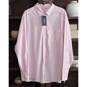 Vineyard Vines On-The-Go Performance Shirt Mens L Pink White Gingham Brrr NWT